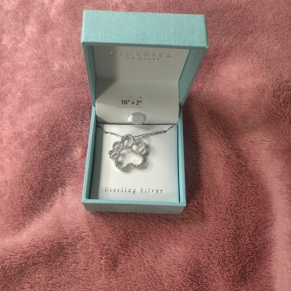 Contessa Di Capri Sterling Silver Paw Necklace - Picture 6 of 8